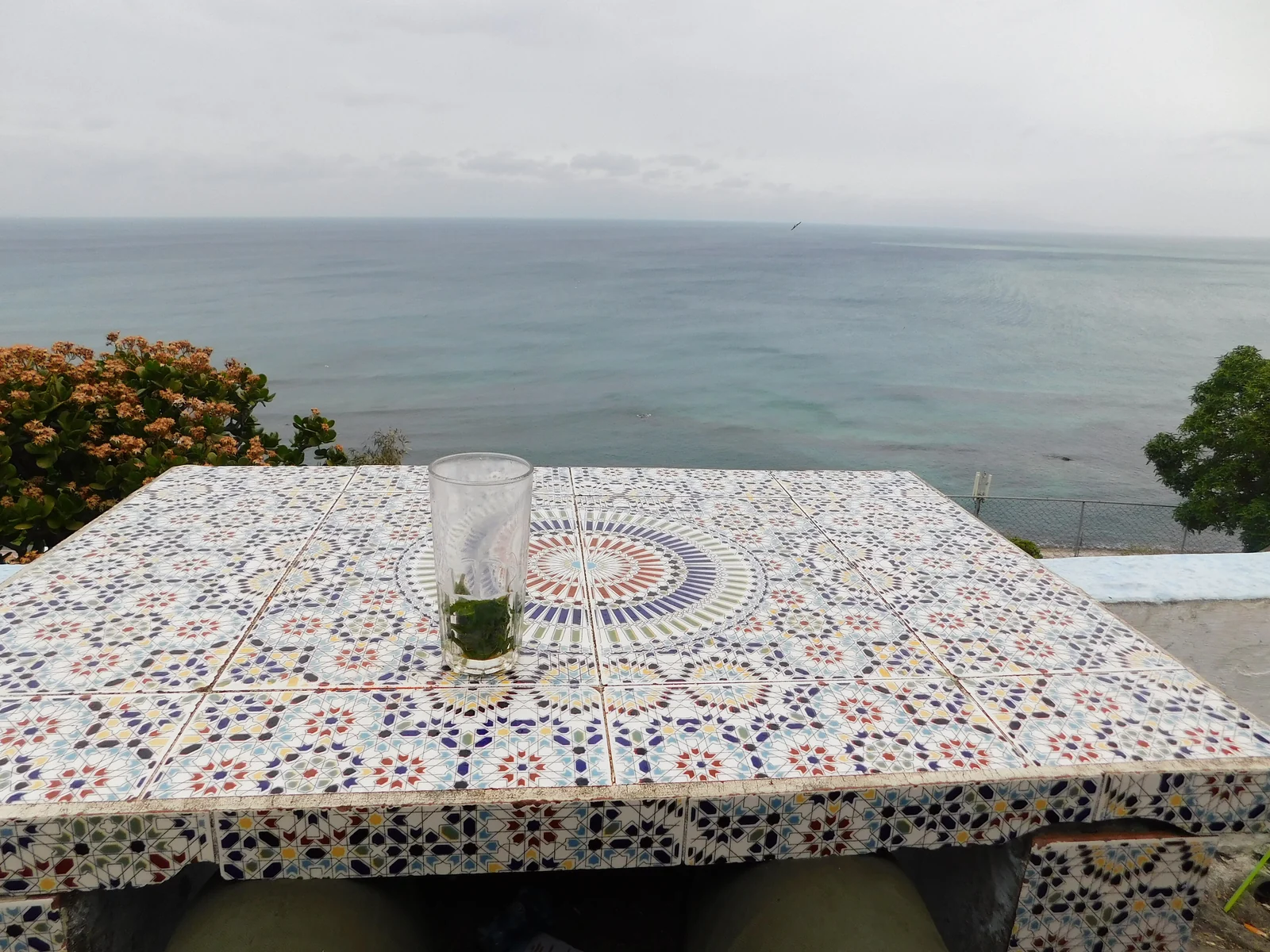 Mint tea with a view at Café Hafa, Tangier