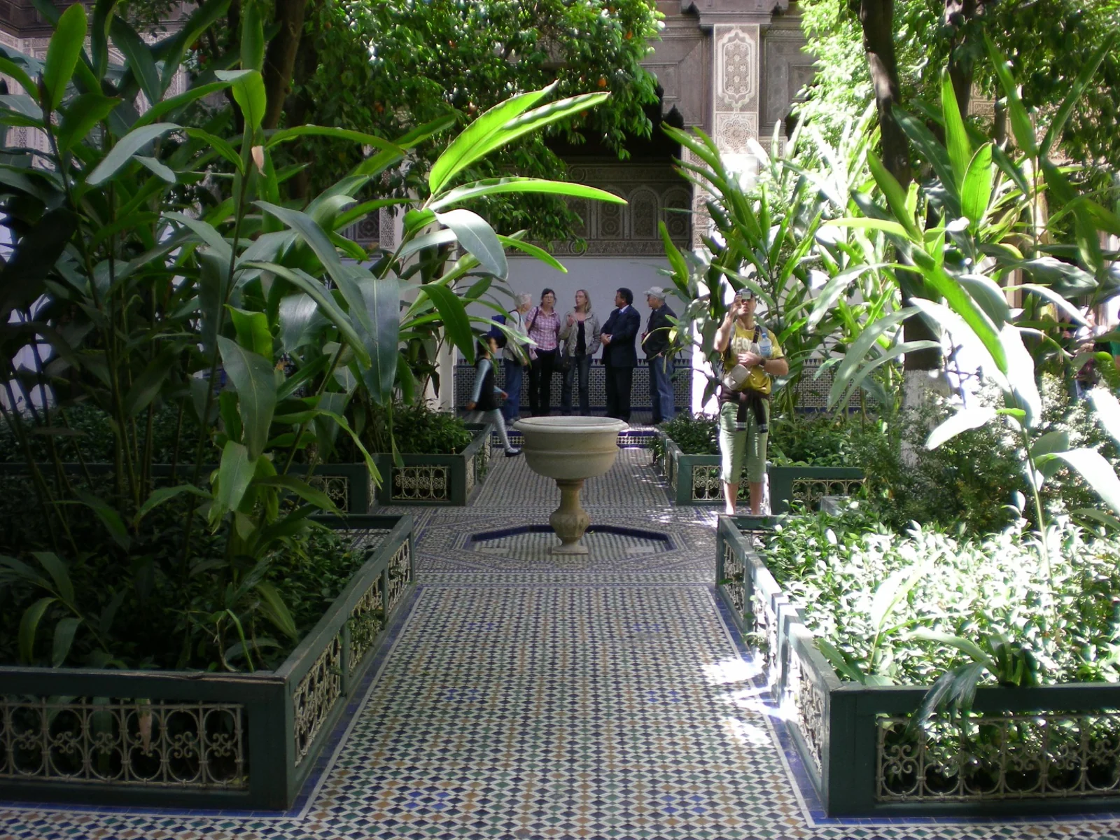 A tiled courtyard typical of Marrakech riads and palaces