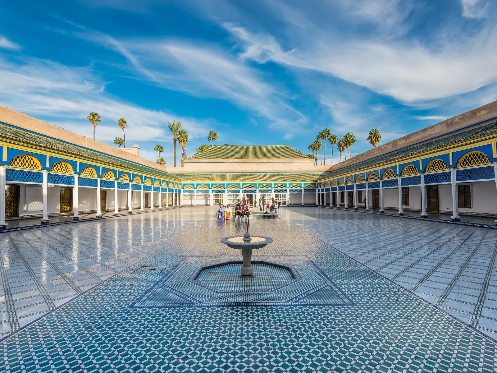 A tiled courtyard in the Bahia Palace, Marrakech
