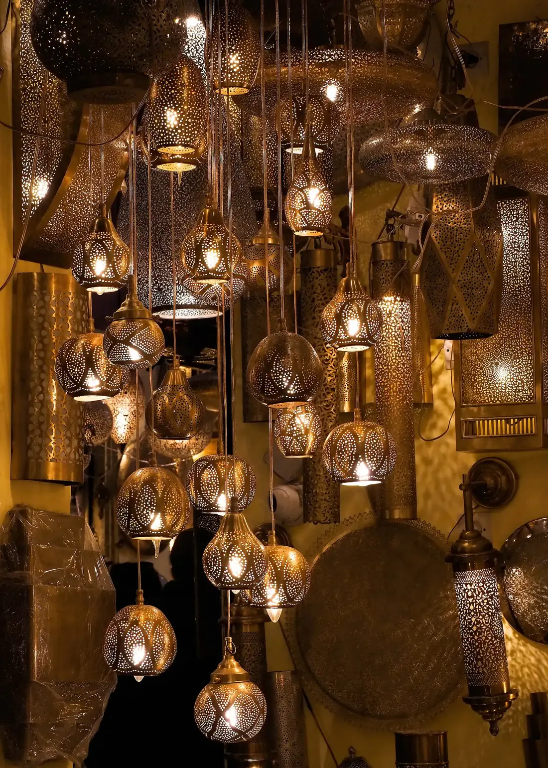 Hanging lanterns in the Souk Haddadine, Marrakech medina
